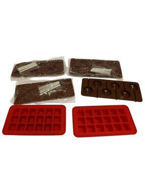 Silicone Ice Cube & Chocolate Molds Lollipop Sticks Various Shapes & Sizes